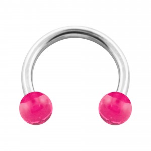 Hufeisen-Piercing Acryl Rosa Transparent Kugeln