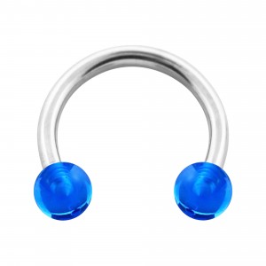 Hufeisen-Piercing Acryl Dunkelblau Transparent Kugeln