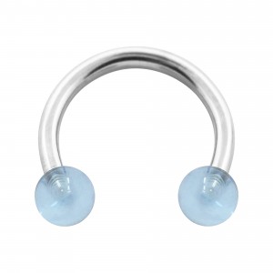 Hufeisen-Piercing Acryl Hellblau Transparent Kugeln
