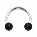 Hufeisen-Piercing Acryl Schwarz Kugeln