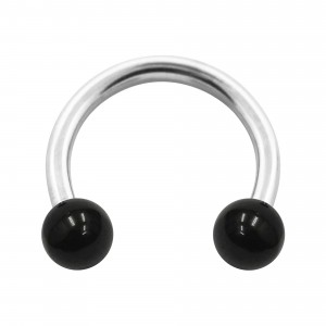 Hufeisen-Piercing Acryl Schwarz Kugeln