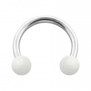 Hufeisen-Piercing Acryl Wei&szlig; Kugeln