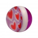 Boule Nombril Acrylique Plusieurs Coeurs Rouge / Violet