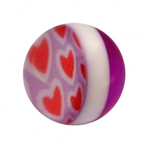 Red/Purple Several Hearts Acrylic UV Belly Piercing Only Ball