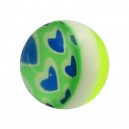 Blue/Green Several Hearts Acrylic UV Belly Piercing Only Ball