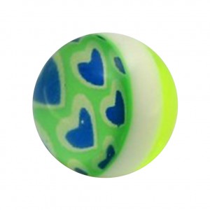 Boule Piercing Nombril Acrylique Plusieurs Coeurs Bleu / Vert