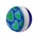 Boule Nombril Acrylique Plusieurs Coeurs Vert / Bleu