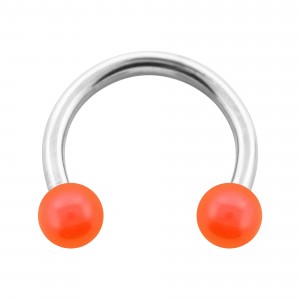 Balls Opaque Orange Acrylic Circular Barbell