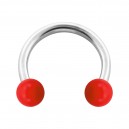 Hufeisen-Piercing Acryl Rot Opak Kugeln