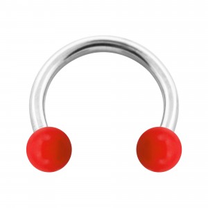 Hufeisen-Piercing Acryl Rot Opak Kugeln