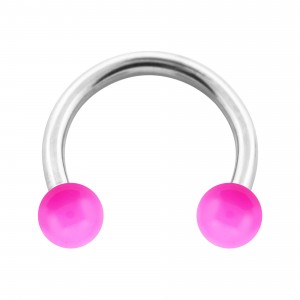Hufeisen-Piercing Acryl Rosa Opak Kugeln