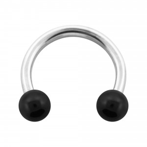 Hufeisen-Piercing Acryl Schwarz Opak Kugeln