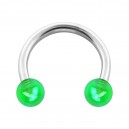 Hufeisen-Piercing Acryl Effekt Schimmernd Grün Zwei Kugeln