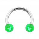 Two Balls Green Shimmering Effect Acrylic Circular Barbell