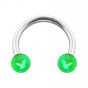 Hufeisen-Piercing Acryl Effekt Schimmernd Gr&uuml;n Zwei Kugeln