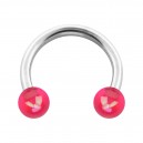 Hufeisen-Piercing Acryl Effekt Schimmernd Rosa Zwei Kugeln
