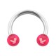 Hufeisen-Piercing Acryl Effekt Schimmernd Rosa Zwei Kugeln