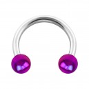 Hufeisen-Piercing Acryl Effekt Schimmernd Lila Zwei Kugeln