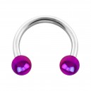 Two Balls Purple Shimmering Effect Acrylic Circular Barbell