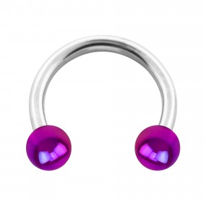 Hufeisen-Piercing Acryl Effekt Schimmernd Lila Zwei Kugeln