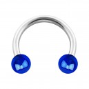 Hufeisen-Piercing Acryl Effekt Schimmernd Blau Zwei Kugeln