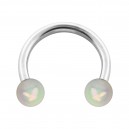 Hufeisen-Piercing Acryl Effekt Schimmernd Weiß Zwei Kugeln