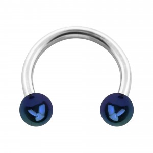 Hufeisen-Piercing Acryl Effekt Schimmernd Schwarz Zwei Kugeln
