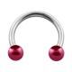 Two Fake Pearls Red Circular Barbell Ring