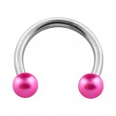 Hufeisen-Piercing Rosa Zwei Kunstperlen