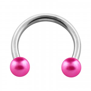 Hufeisen-Piercing Rosa Zwei Kunstperlen