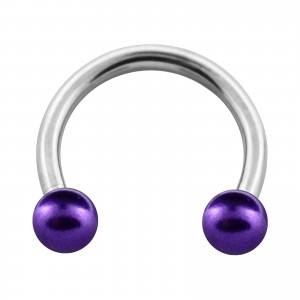 Hufeisen-Piercing Lila Zwei Kunstperlen