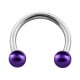 Two Fake Pearls Purple Circular Barbell Ring