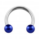 Two Fake Pearls Dark Blue Circular Barbell Ring