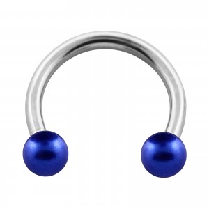 Hufeisen-Piercing Dunkelblau Zwei Kunstperlen