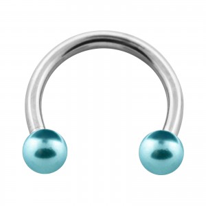 Hufeisen-Piercing T&uuml;rkis Zwei Kunstperlen