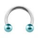 Two Fake Pearls Turquoise Circular Barbell Ring