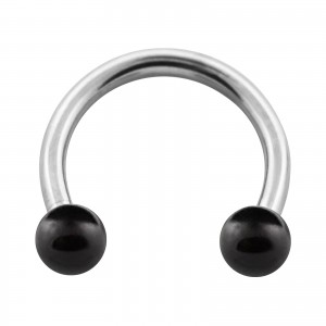Hufeisen-Piercing Schwarz Zwei Kunstperlen