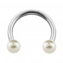 Two Fake Pearls Pearly White Circular Barbell Ring