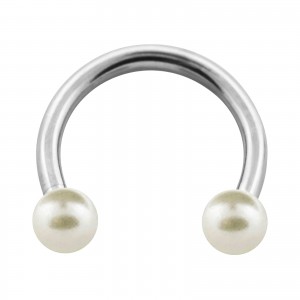 Hufeisen-Piercing Perlweiß Zwei Kunstperlen