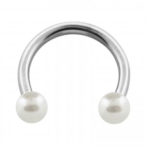 Hufeisen-Piercing Reinweiß Zwei Kunstperlen