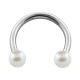Two Fake Pearls Pure White Circular Barbell Ring