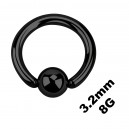 Dickes Genitalpiercing / BCR Eloxiert Schwarz Ring 3.2 mm / 8 G