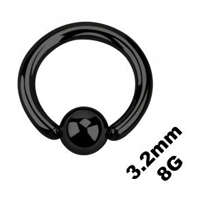 Dickes Genitalpiercing / BCR Eloxiert Schwarz Ring 3.2 mm / 8 G