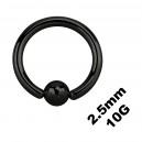 Dickes Genitalpiercing / BCR Eloxiert Schwarz Ring 2.5 mm / 10 G