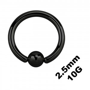 2.5mm/10G Black Anodized Big Size BCR/Genital Piercing Ring