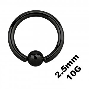 Dickes Genitalpiercing / BCR Eloxiert Schwarz Ring 2.5 mm / 10 G