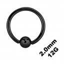 2.0mm/12G Black Anodized Big Size BCR/Genital Piercing Ring