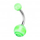 Green Acrylic Aztec Belly Bar Navel Button Ring