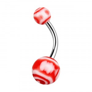 Red Acrylic Aztec Belly Bar Navel Button Ring
