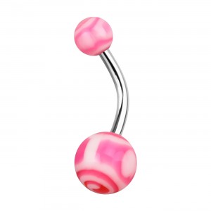 Pink Acrylic Aztec Belly Bar Navel Button Ring